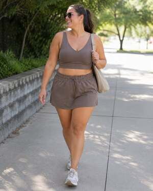 All in Motion Taupe 2-Piece Active Set Skort + Crop Tank Size L